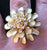 Flower Statement Ring Yellow Gold Plated Enamel & Crystal Sz 6.5 Camille Lucie France - discountcouture