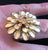 Flower Statement Ring Yellow Gold Plated Enamel & Crystal Sz 6.5 Camille Lucie France - discountcouture