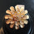 Flower Statement Ring Yellow Gold Plated Enamel & Crystal Sz 6.5 Camille Lucie France - discountcouture